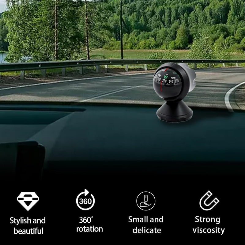 Couslcd Car Compass Ball, Dash Mount Adjustable Compass Ball with Bottom Stick, Navigation Hiking Direction Pointing Guide Ball for Marine Boat Truck Caravan Outdoor, Universal Car Accessories - Image 3